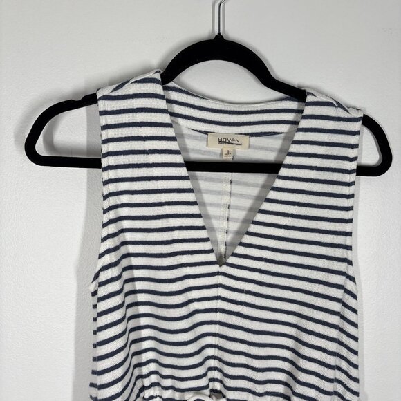 Haven Well Within Sz S Sleeveless Cotton Blend Textured Stripe Midi Dress NWOT - Picture 7 of 11